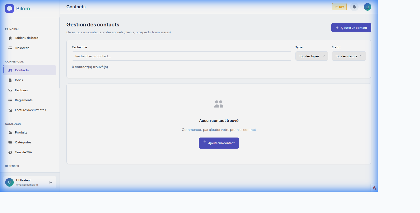Gestion des contacts Pilom