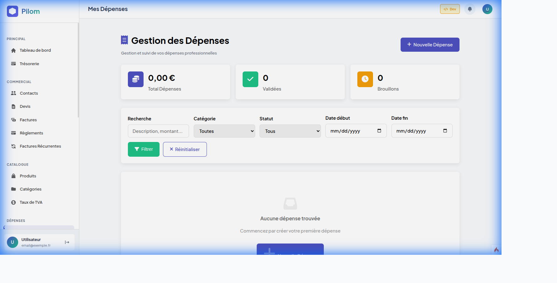 Suivi des dépenses Pilom